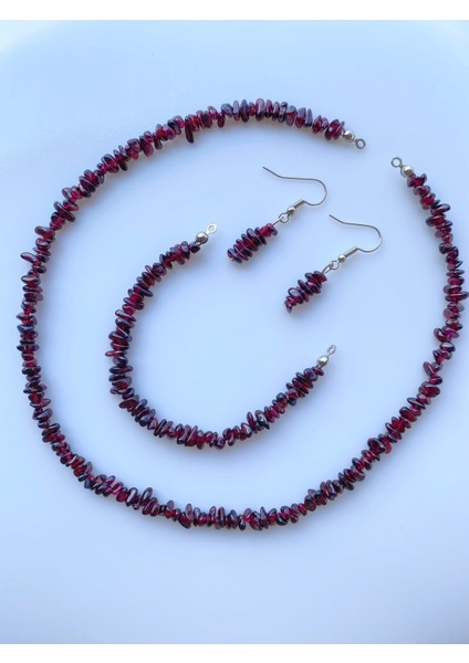 Bordo Doğal Taş Set, Zarif ve Enerjik Takı Tasarımı Için Mükemmel Seçim