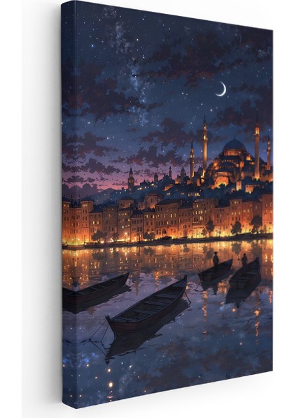 Kanvas Dikey Duvar Tablosu Kanvas Ayasofya Gece Ay Ev Ofis Salon Modern Duvar Tablosu fiyatları