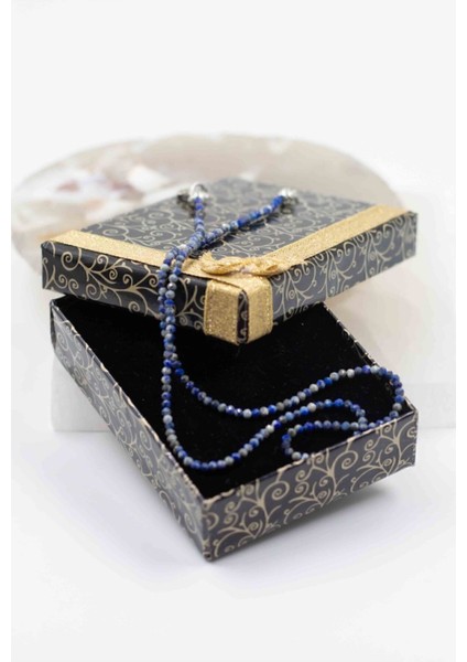 Mavi Lapis Lazuli Taşı Ince Doğal Kolye 2mm, Şıklık ve Doğallık Sunar