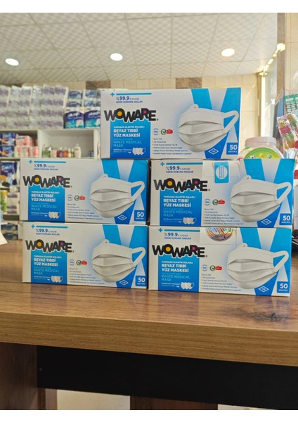 Ece Woware Lastikli Telli Cerrahi Yüz Maskesi 50 Li Beyaz 5 Kutu