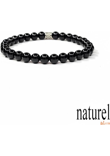 Siyah Oniks 6mm Doğal Taş Unisex Bileklik, Güç ve Zarafet Taşı