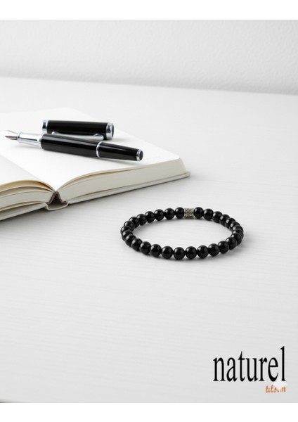 Siyah Oniks 6mm Doğal Taş Unisex Bileklik, Güç ve Zarafet Taşı indirimleri