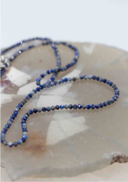 Doğal Lapis Lazuli Taşı Ince Kolye, 2mm, Zarif Takı. indirimleri