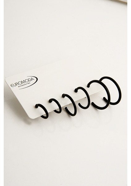 Siyah 6'lı Halka Küpe Seti, Şık ve Modern Takı Seçeneği