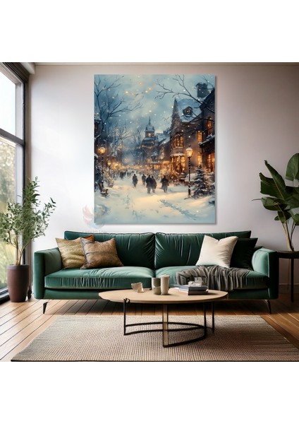 Kanvas Dikey Duvar Tablosu Kanvas Yeni Yıl Şehir Manzarası Ev Ofis Salon Modern Duvar Tablosu