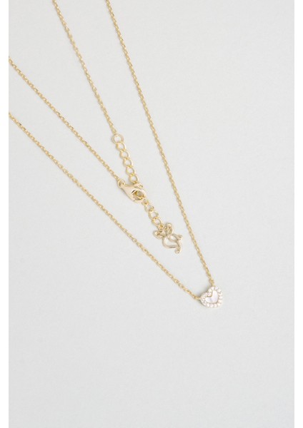 18 Ayar Sarı Altın Kaplama Kalpli 45 cm Gümüş Kolye