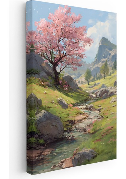 Kanvas Dikey Duvar Tablosu Kanvas Akarsu Dağ Ev Ofis Salon Modern Duvar Tablosu fiyatları