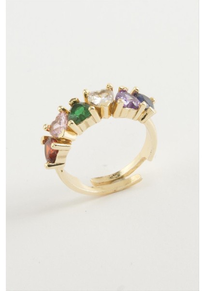 Ds-Derin Kalp Zirkon Taşlı Yüzük-Gümüş Rengi