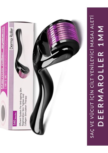 Titanyum Uçlu 1 mm Dermaroller ile Cilt, Yüz, Vücut ve Saç Yenileme Masaj Aleti