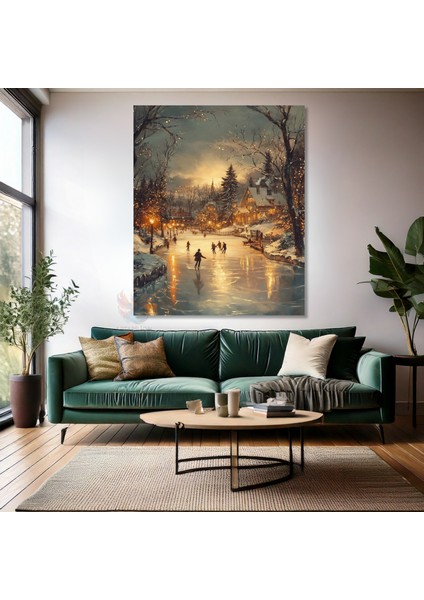 Kanvas Dikey Duvar Tablosu Kanvas Donmuş Nehir Ev Ofis Salon Modern Duvar Tablosu