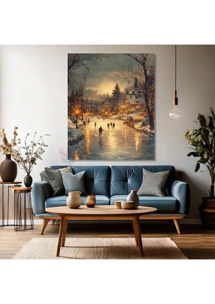Kanvas Dikey Duvar Tablosu Kanvas Donmuş Nehir Ev Ofis Salon Modern Duvar Tablosu fırsatları
