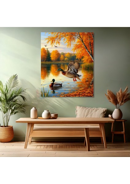 Kanvas Dikey Duvar Tablosu Kanvas Göldeki Sevimli Ördekler Ev Ofis Salon Modern Duvar Tablosu modelleri