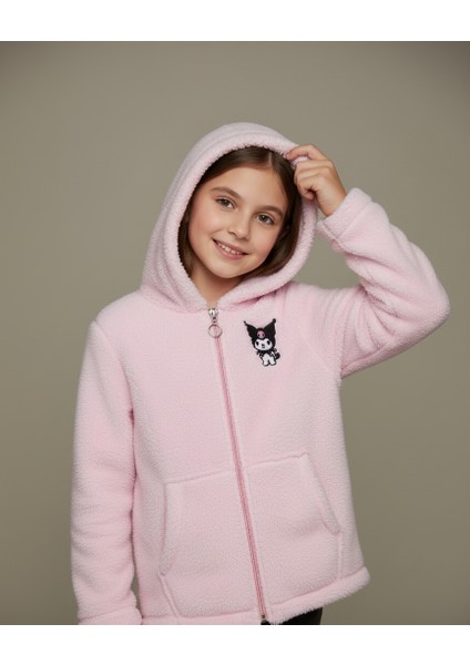 Kuromi Nakışlı Pembe Pelüş Kapüşonlu Kız Çocuk Hırka fiyatları