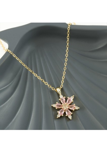 Ds-Derin Lotus Zirkon Taşlı Yeni Sezon Kolye-Açık Pembe fiyatları