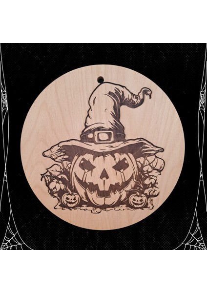 Halloween Temalı Ahşap Yuvarlak Sunum Tahtası