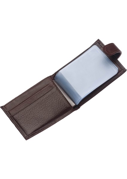 Hakiki Deri Bol Şeffaf Kart Bölmeli Patlı Unisex Kartlık - Kahverengi modelleri