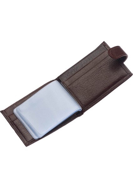 Hakiki Deri Bol Şeffaf Kart Bölmeli Patlı Unisex Kartlık - Kahverengi fırsatları