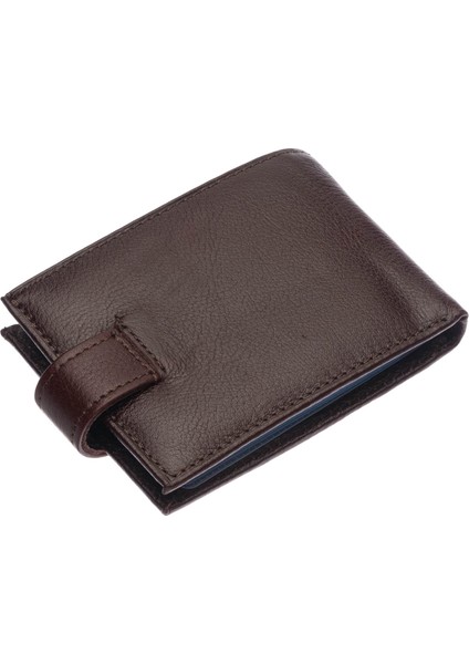 Hakiki Deri Bol Şeffaf Kart Bölmeli Patlı Unisex Kartlık - Kahverengi