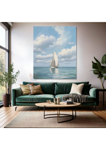 Kanvas Dikey Duvar Tablosu Kanvas Yelkenli Durgun Gemi Ev Ofis Salon Modern Duvar Tablosu