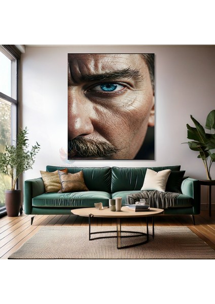 Kanvas Dikey Duvar Tablosu Kanvas Atatürk Yarım Portre Ev Ofis Salon Modern Duvar Tablosu