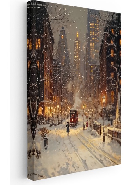 Kanvas Dikey Duvar Tablosu Kanvas Karlı Şehir Ev Ofis Salon Modern Duvar Tablosu fiyatları