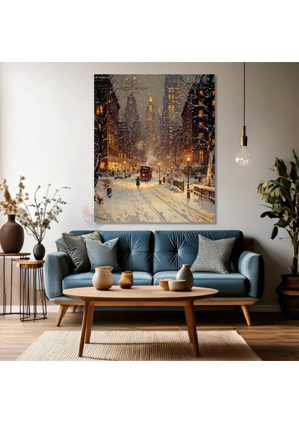 Kanvas Dikey Duvar Tablosu Kanvas Karlı Şehir Ev Ofis Salon Modern Duvar Tablosu fırsatları