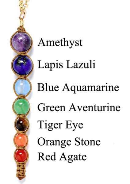 El Işi 7 Çakra Doğal Taş Kolye, Canlı Turuncu Renk, Enerjik ve Şık Tasarım fırsatları