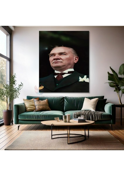 Kanvas Dikey Duvar Tablosu Kanvas Atatürk Portre Renkli Ev Ofis Salon Modern Duvar Tablosu
