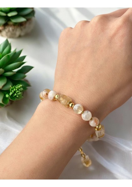 Renkli Sitrin Taşlı Doğal Bileklik, Enerji ve Şifa Dolu Takı fiyatları