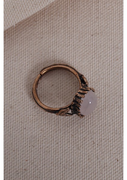 Pembe Kuvars Taşlı Saf Bakır Ayarlanabilir Oval Yüzük, Şık ve Özgün Tasarım fiyatları