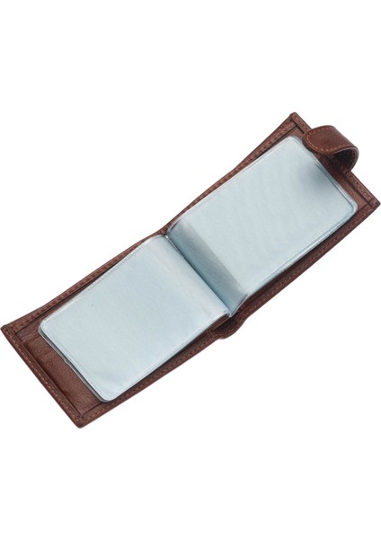Hakiki Deri Bol Şeffaf Kart Bölmeli Patlı Unisex Kartlık - Taba fırsatları