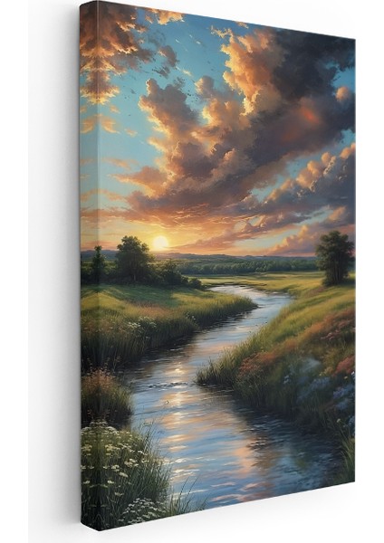 Kanvas Dikey Duvar Tablosu Kanvas Yeşillikler ve Nehir Ev Ofis Salon Modern Duvar Tablosu fiyatları