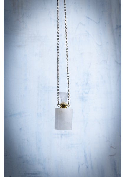 Doğal Kristal Kuvars Esans Şişesi ve Kolye, Beyaz, Sertifikalı, Şık ve Zarif Tasarım fiyatları