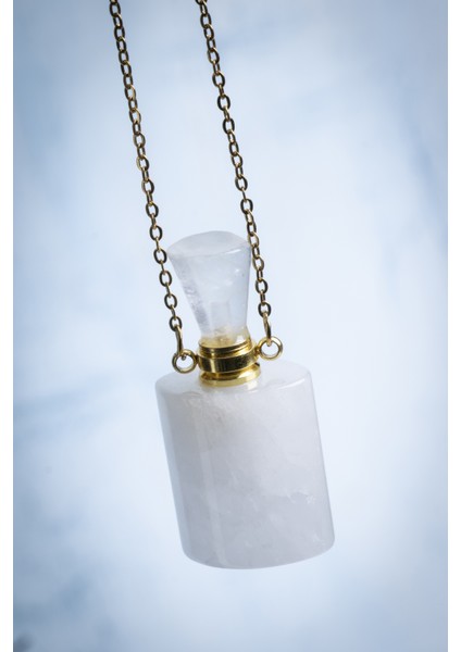 Doğal Kristal Kuvars Esans Şişesi ve Kolye, Beyaz, Sertifikalı, Şık ve Zarif Tasarım modelleri