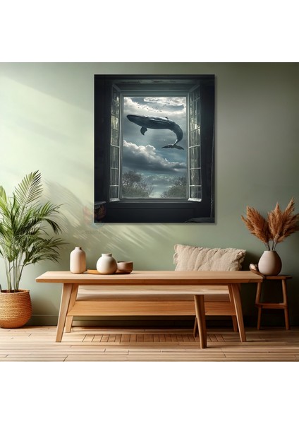 Kanvas Dikey Duvar Tablosu Kanvas Uçan Balina Ev Ofis Salon Modern Duvar Tablosu modelleri