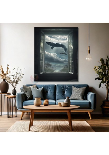 Kanvas Dikey Duvar Tablosu Kanvas Uçan Balina Ev Ofis Salon Modern Duvar Tablosu fırsatları