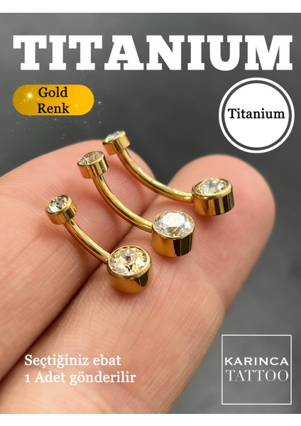 Parlak Taşlı Titanyum Göbek Piercingi, Gümüş Veya Altın Tonlarında Şık Tasarım fiyatları