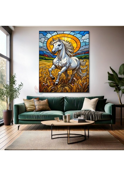 Kanvas Dikey Duvar Tablosu Kanvas Mozaik At Ev Ofis Salon Modern Duvar Tablosu