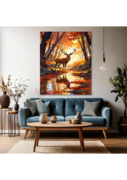 Kanvas Dikey Duvar Tablosu Kanvas Sonbahar Geyik Ev Ofis Salon Modern Duvar Tablosu fırsatları