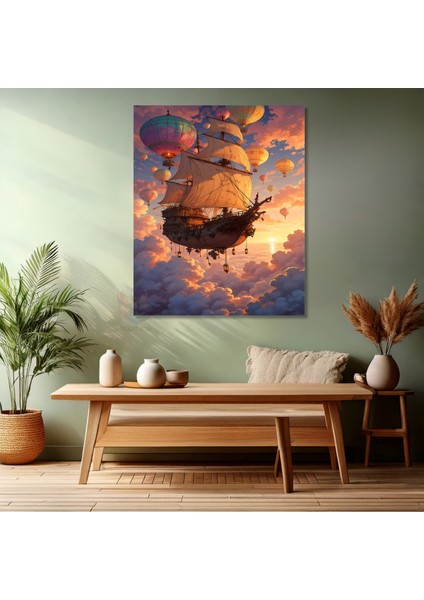 Kanvas Dikey Duvar Tablosu Kanvas Uçan Gemi Balonlar Ev Ofis Salon Modern Duvar Tablosu modelleri