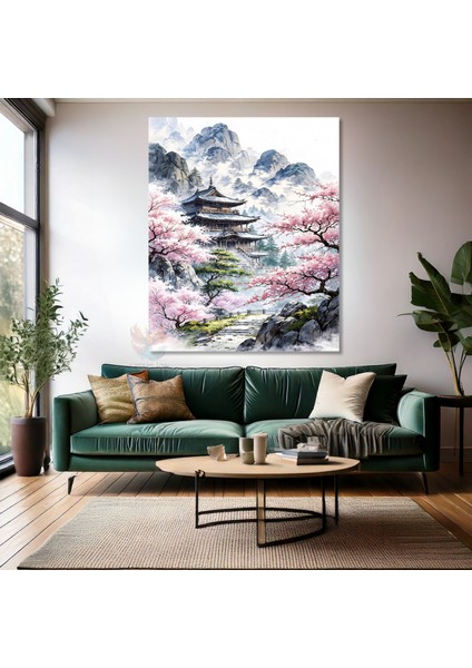 Kanvas Dikey Duvar Tablosu Kanvas Kiraç Çiçekleri ve Tapinak Ev Ofis Salon Modern Duvar Tablosu