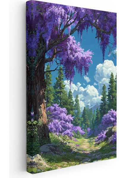 Kanvas Dikey Duvar Tablosu Kanvas Mor Ağaç Manzara Ev Ofis Salon Modern Duvar Tablosu fiyatları