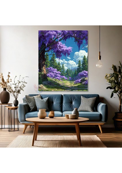 Kanvas Dikey Duvar Tablosu Kanvas Mor Ağaç Manzara Ev Ofis Salon Modern Duvar Tablosu fırsatları