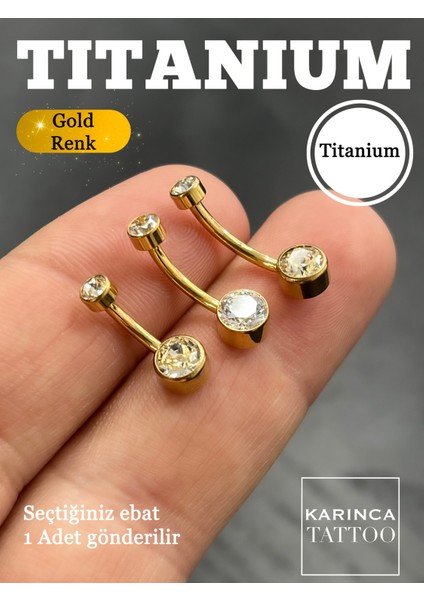 Parlak Taşlı Titanyum Göbek Piercingi, Gümüş Veya Altın Tonlarında Şık Tasarım modelleri