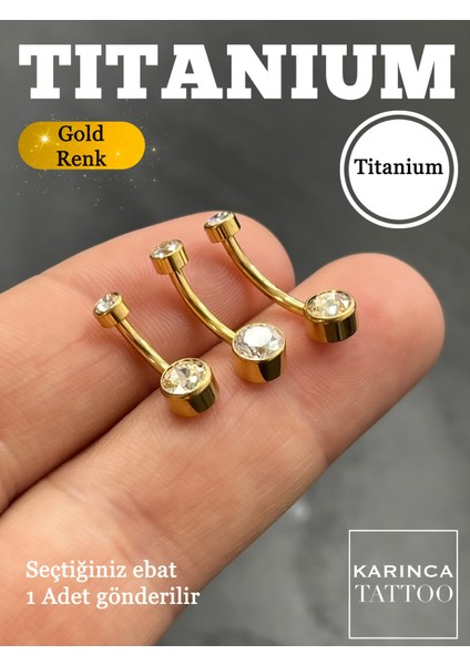 Parlak Taşlı Titanyum Göbek Piercingi, Gümüş Veya Altın Tonlarında Şık Tasarım fırsatları
