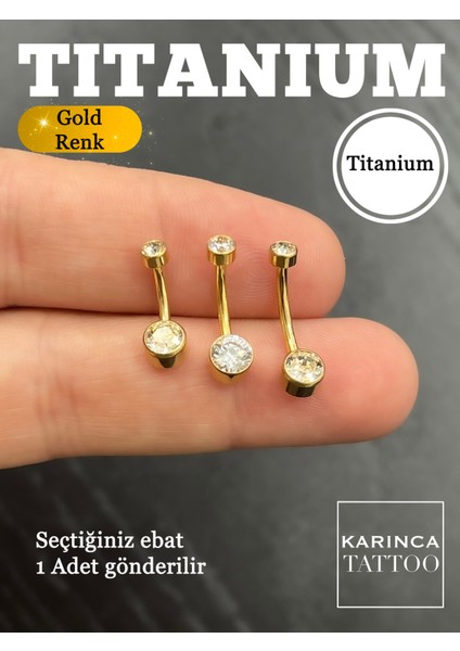 Parlak Taşlı Titanyum Göbek Piercingi, Gümüş Veya Altın Tonlarında Şık Tasarım indirimleri