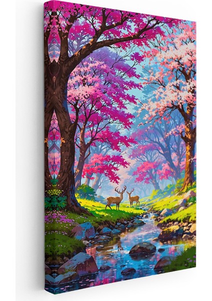Kanvas Dikey Duvar Tablosu Kanvas Pembe Ağaç Geyik Ev Ofis Salon Modern Duvar Tablosu fiyatları
