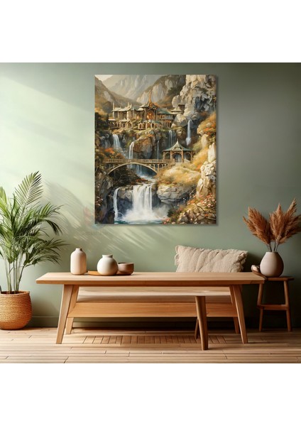 Kanvas Dikey Duvar Tablosu Kanvas Rivendell Lotr Tablo Ev Ofis Salon Modern Duvar Tablosu modelleri