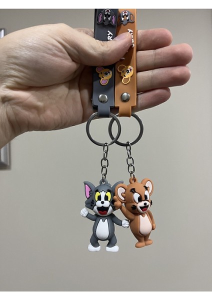 "tom % Jerry Silikon Anahtarlık 2'li Set - Çizgi Film Karakterli Hediyelik Ürün"