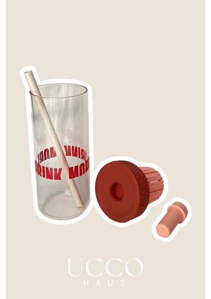 600ML More Drink Pipetli Cam Detox Matara Suluk Bardak - Süt, Su, Meşrubat, Limonata Sunum Bardağı indirimleri